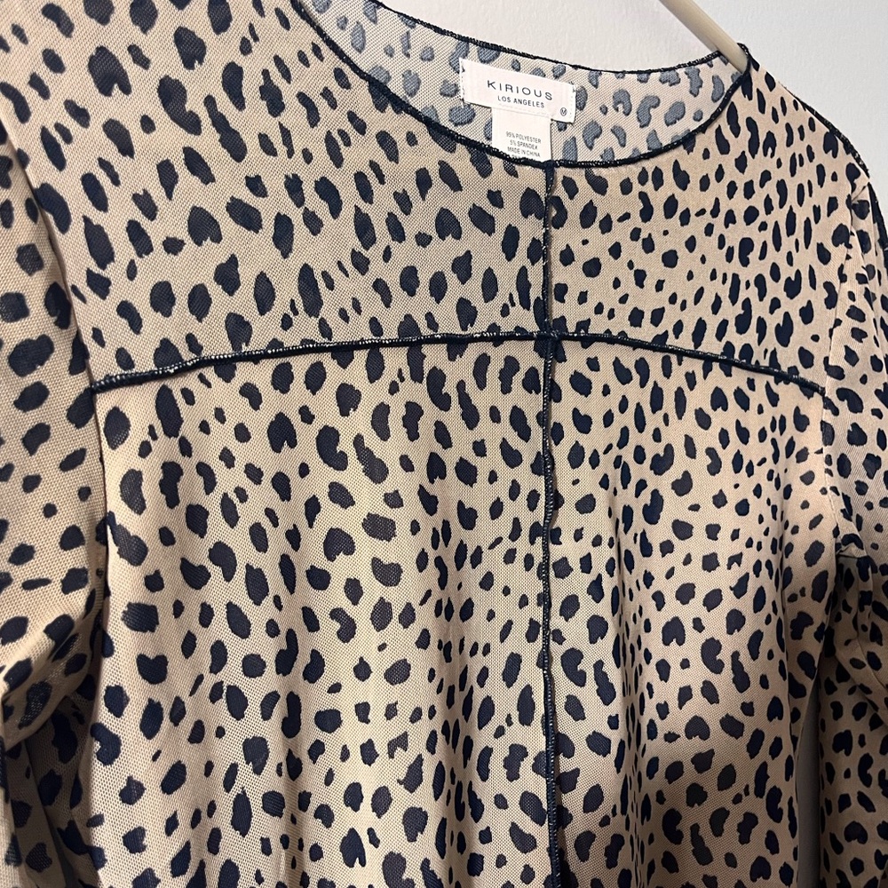 Leopard Mesh Long Sleeve Women’s Shirt - Picture 2 of 2